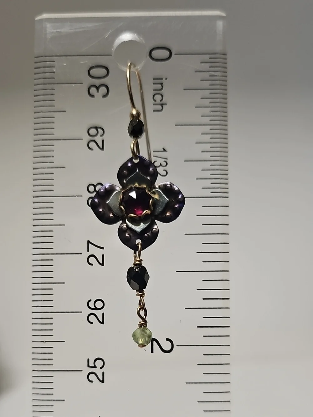 Holly Yashi Niobium Garnet Crystal Dangle Earrings - Picture 3 of 8
